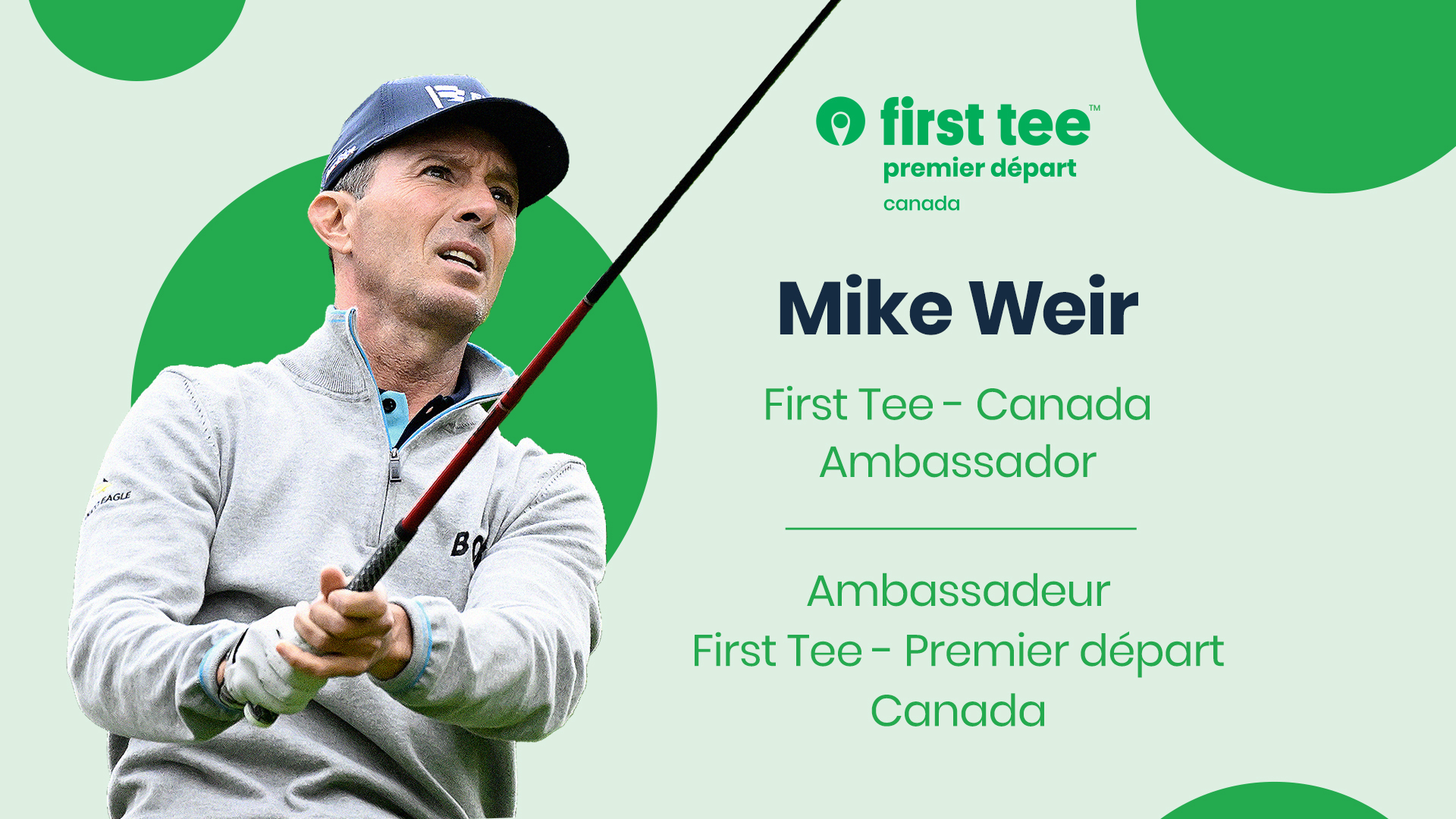 Mike Weir Announced as First Tee Canada Ambassador Golf New Brunswick
